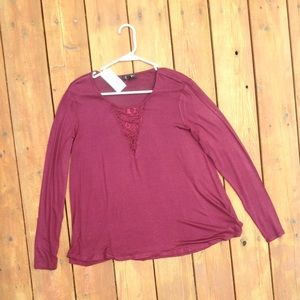 Jessica Simpson Ursula fig NWT LS Lace top XL